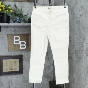 DG2 by Diane Gilman Petite Virtual Stretch Destructed Skinny Jeans Cream 10P
