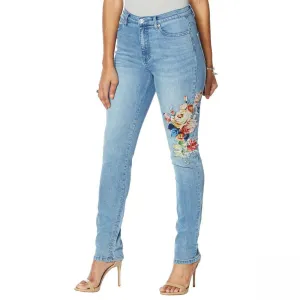 DG2 by Diane Gilman Women's Applique Floral Skinny Jeans