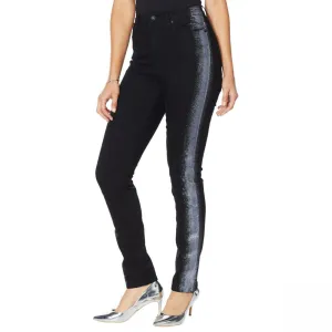 DG2 by Diane Gilman Women's Petite Glitter Spray Anniversary Skinny Jeans