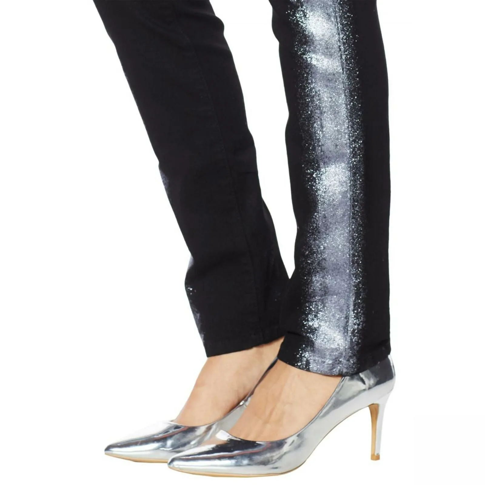 DG2 by Diane Gilman Women's Petite Glitter Spray Anniversary Skinny Jeans