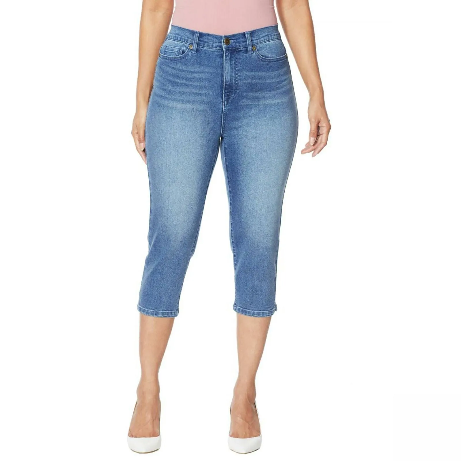 DG2 by Diane Gilman Women's Plus Size Classic Stretch Denim Pedal Pusher Jeans