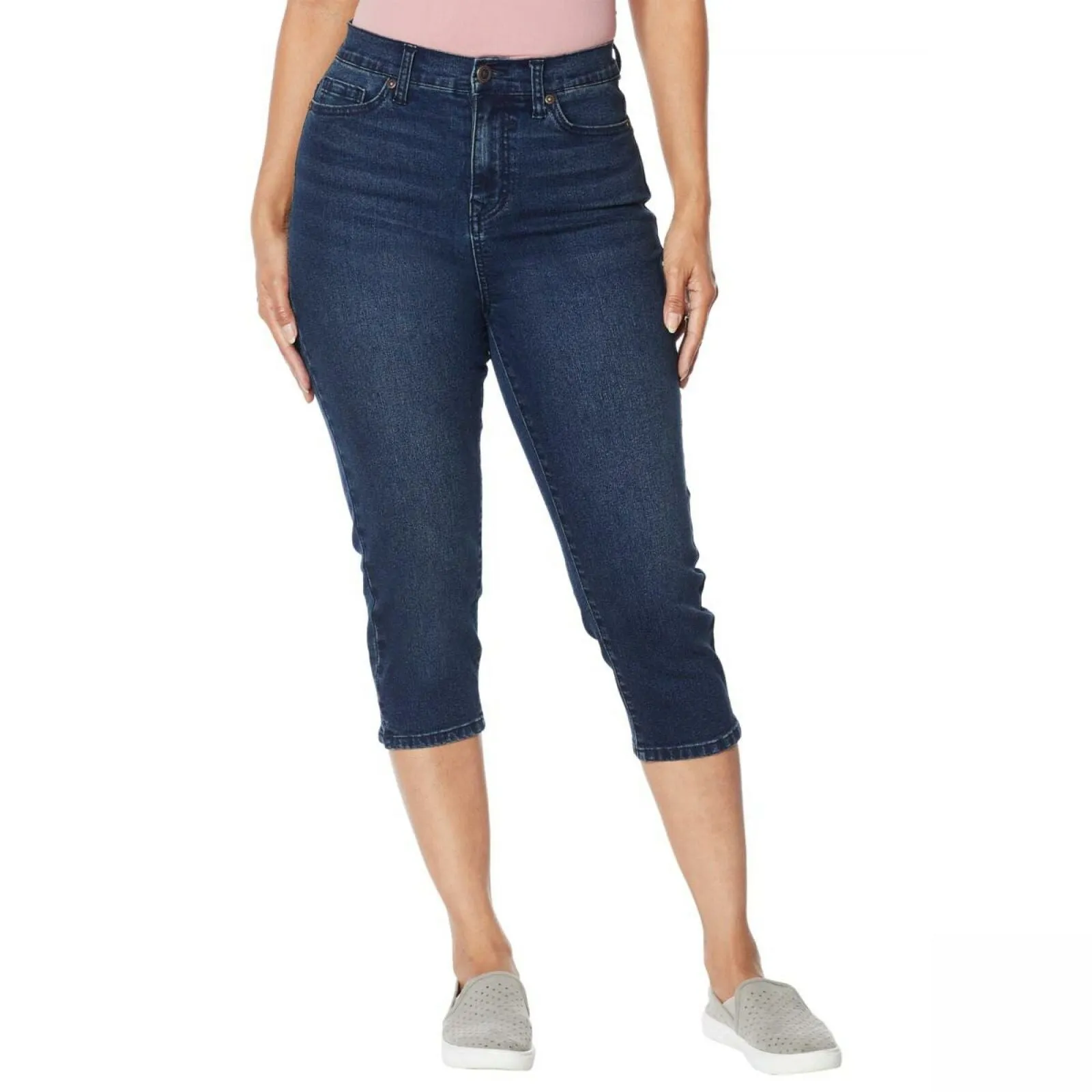 DG2 by Diane Gilman Women's Plus Size Classic Stretch Denim Pedal Pusher Jeans