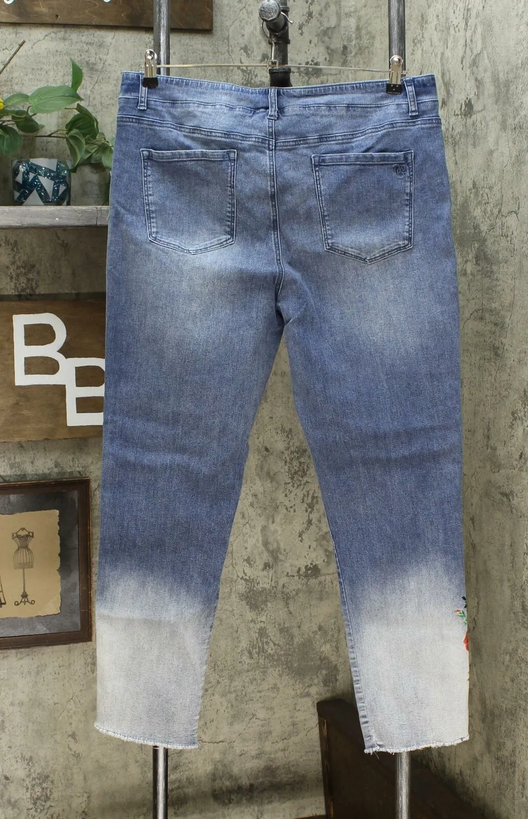 DG2 by Diane Gilman Women's Tall Embroidered Pull On Faux Button Fly Jeans