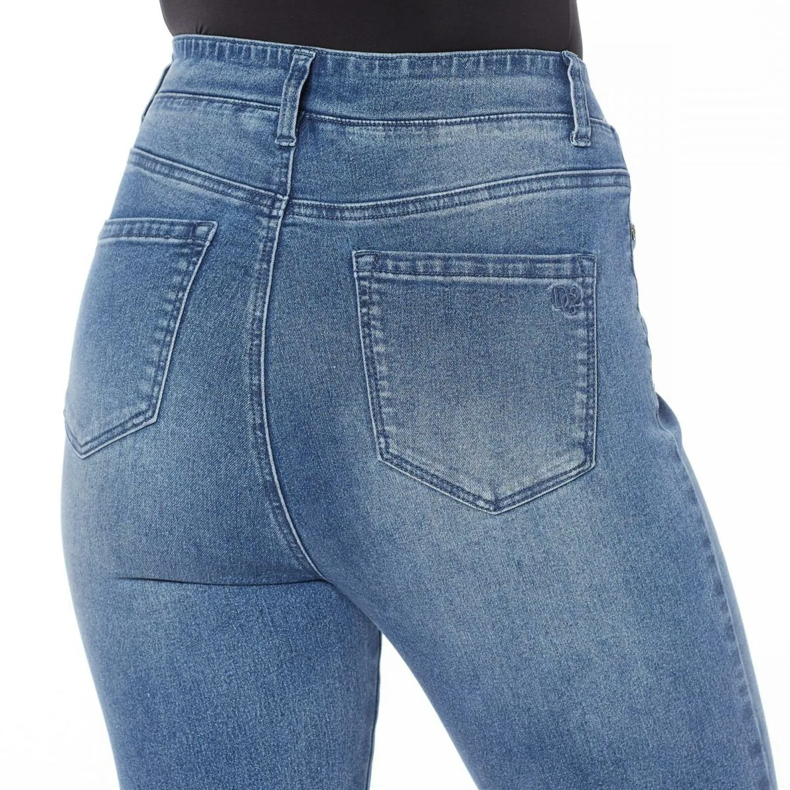 DG2 by Diane Gilman Women's Tall Embroidered Pull On Faux Button Fly Jeans