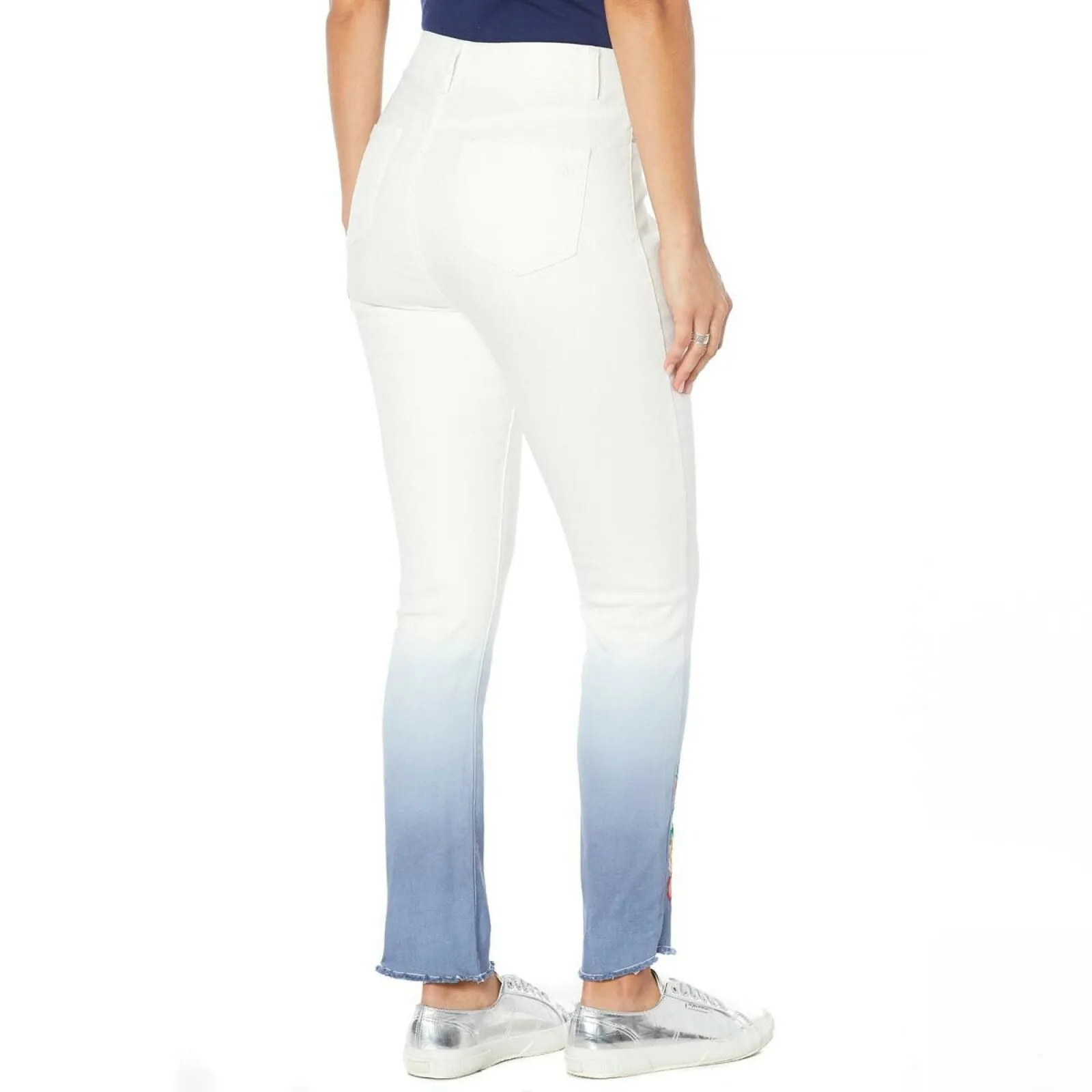 DG2 by Diane Gilman Women's Tall Embroidered Pull On Faux Button Fly Jeans