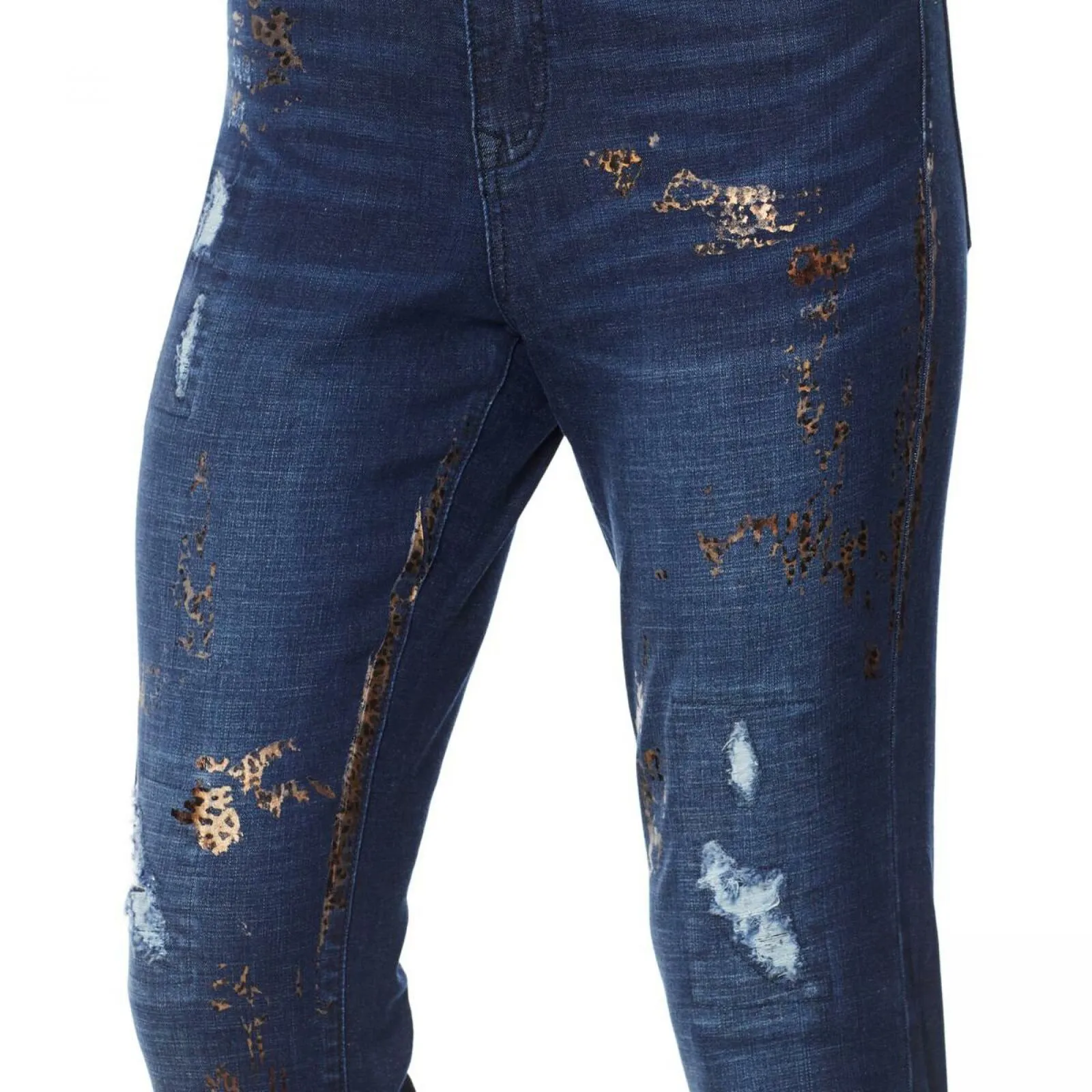 DG2 by Diane Gilman Women's Virtual Stretch Crosshatch Destructed Skinny Jeans