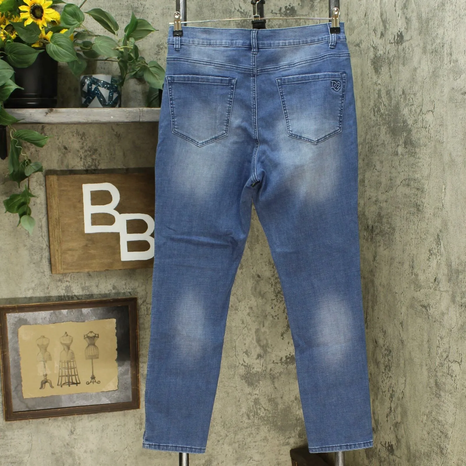 DG2 by Diane Gilman Women's Virtual Stretch Crosshatch Destructed Skinny Jeans