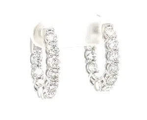 Diamond and 18k White Gold Hoop Earrings, 2.31 Carats Total