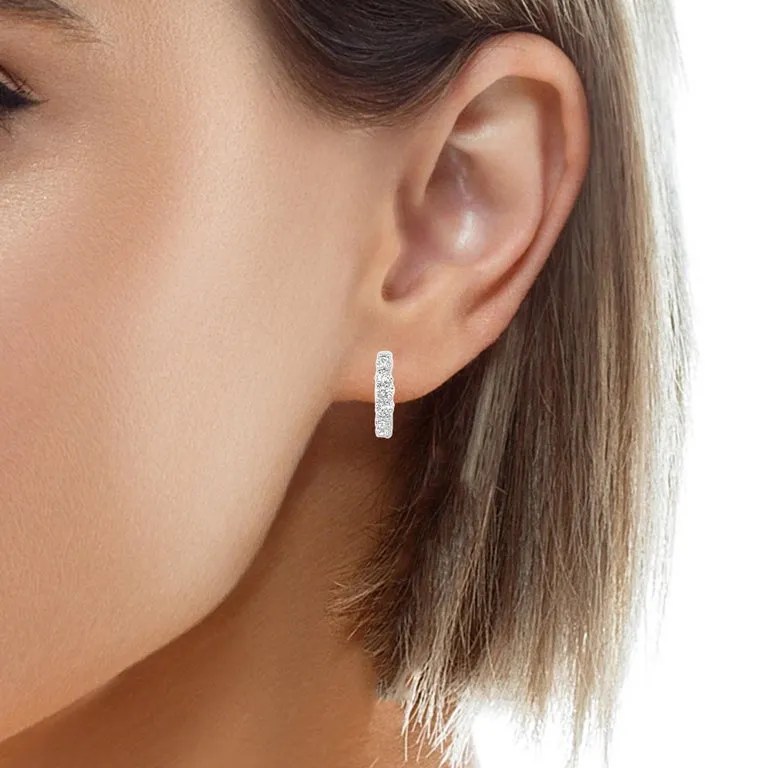 Diamond and 18k White Gold Hoop Earrings, 2.31 Carats Total