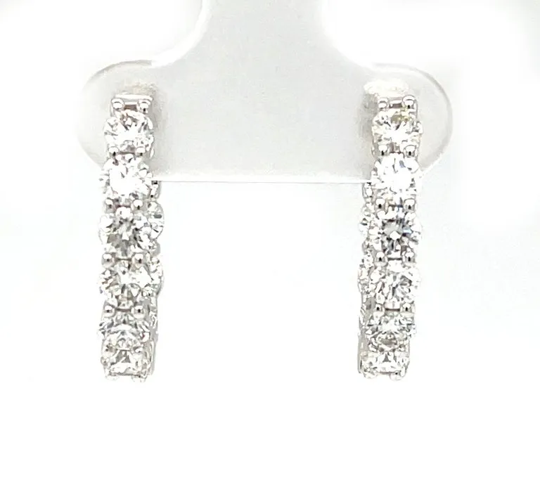 Diamond and 18k White Gold Hoop Earrings, 2.31 Carats Total