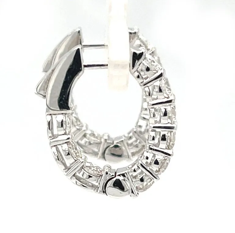 Diamond and 18k White Gold Hoop Earrings, 2.31 Carats Total