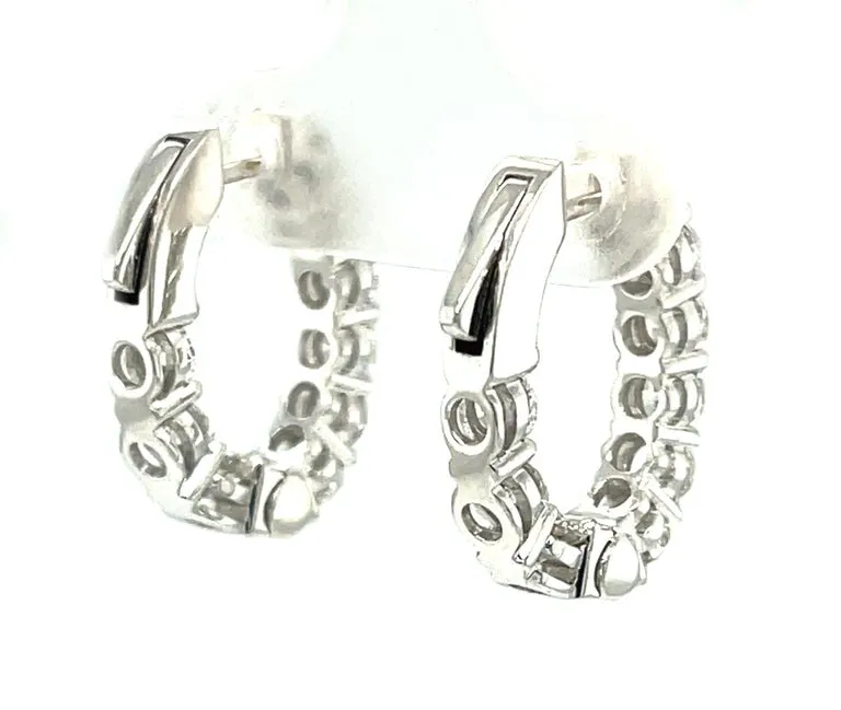 Diamond and 18k White Gold Hoop Earrings, 2.31 Carats Total