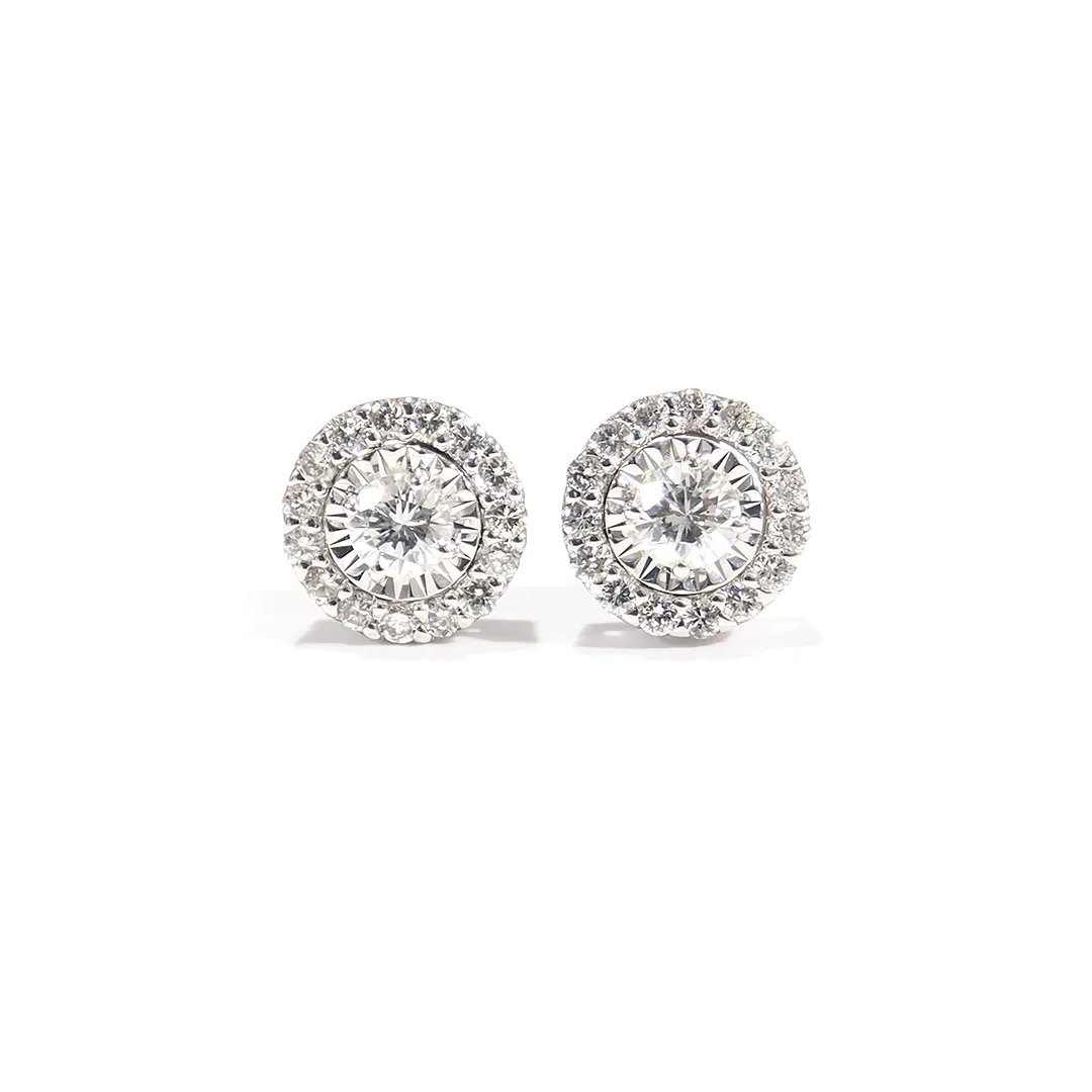 Diamond Cluster Stud Earrings