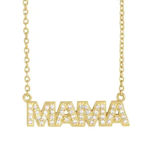 Diamond MAMA Necklace in 14k Yellow Gold