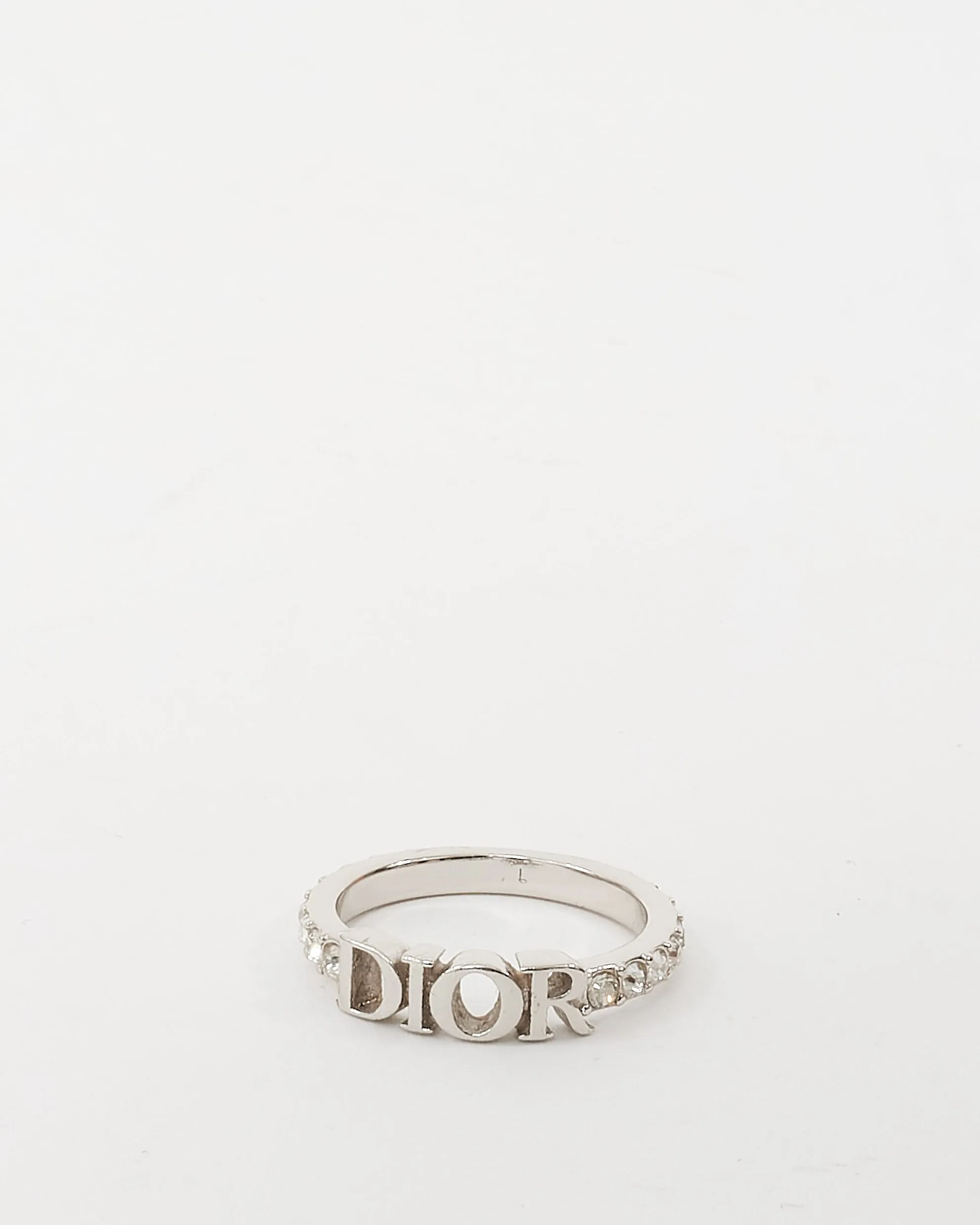 Dior Silver Metal and Crystal Dio(r)evolution Ring - L