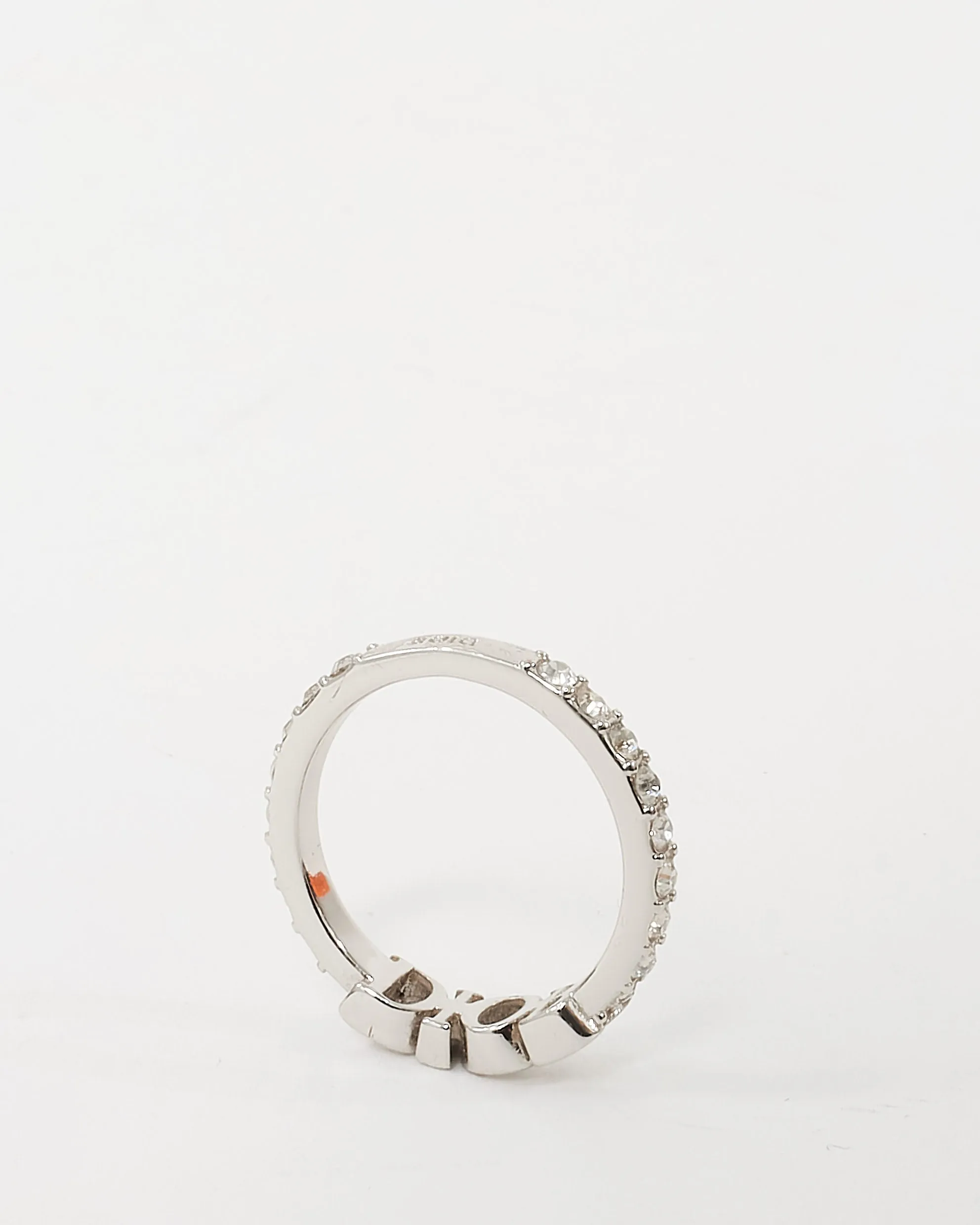 Dior Silver Metal and Crystal Dio(r)evolution Ring - L