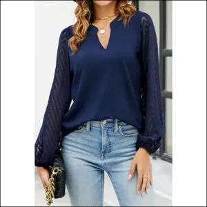 Dirty Blue Lace Sleeve Chiffon Blouse your Fabulousness Amplifier