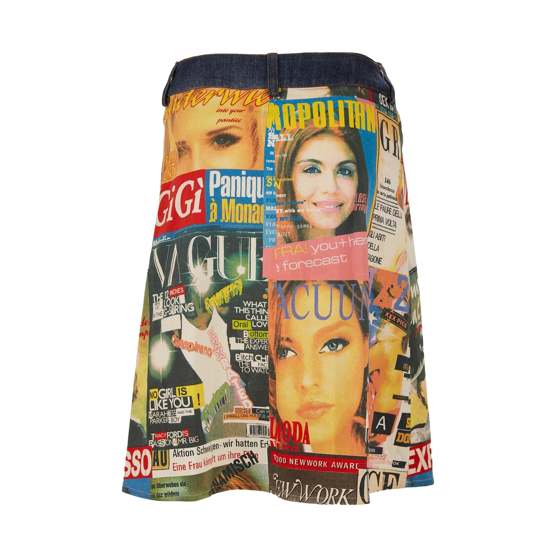 Dolce & Gabbana Denim Magazine Print Skirt