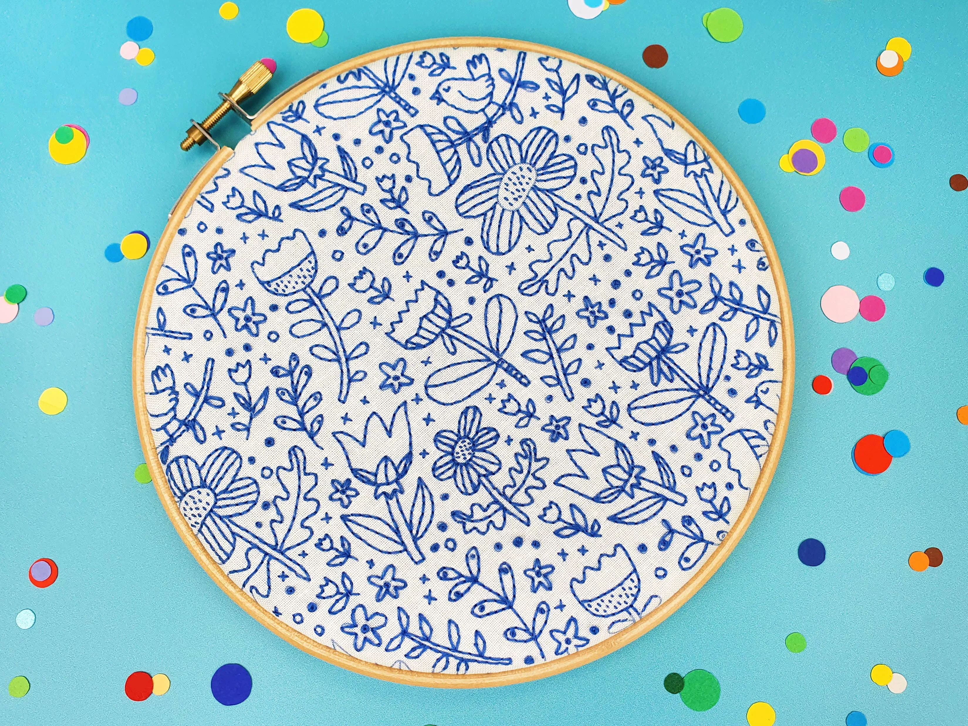 Doodle Floral Handmade Embroidery Kit Hoop Art