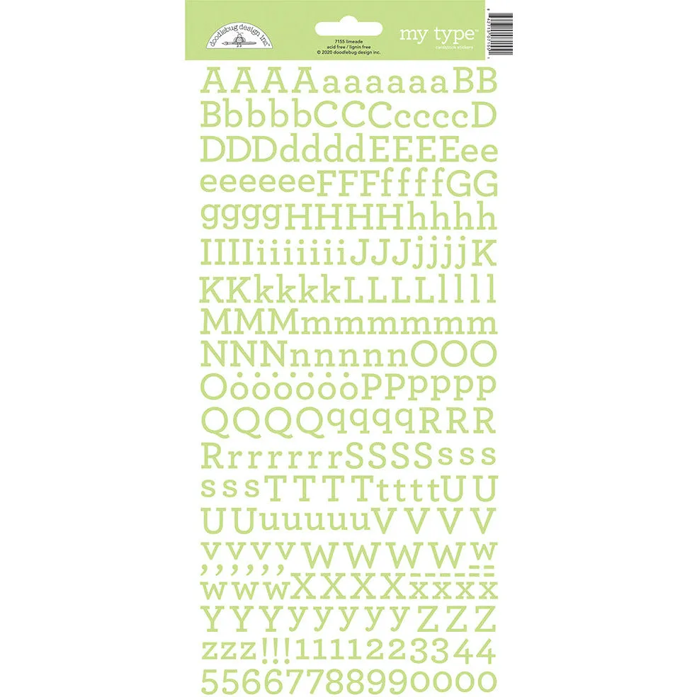 Doodlebug - My Type Alphabet Stickers - Limeade
