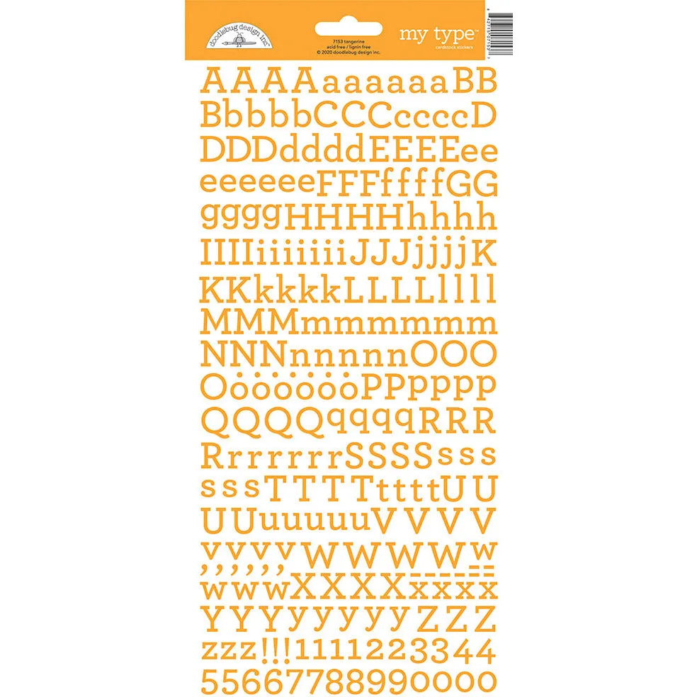 Doodlebug - My Type Alphabet Stickers - Tangerine