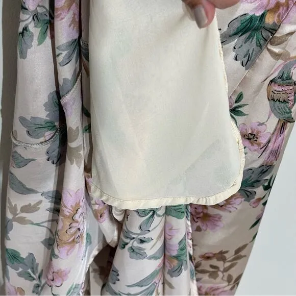 Dress Forum Flutter Sleeve Floral Satin Maxi Dress Romantic Feminine Lover- Sz M