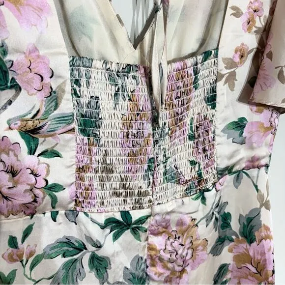Dress Forum Flutter Sleeve Floral Satin Maxi Dress Romantic Feminine Lover- Sz M