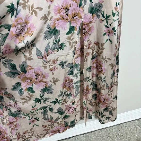 Dress Forum Flutter Sleeve Floral Satin Maxi Dress Romantic Feminine Lover- Sz M