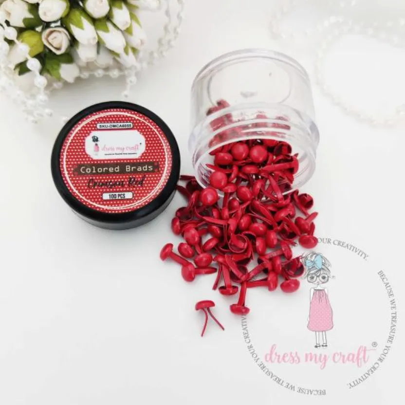 Dress My Craft 5MM Crimson Red Brads {G234}