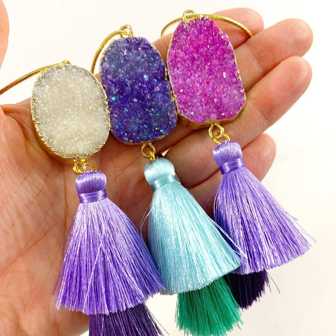 Druzy Tassel Holiday Ornament