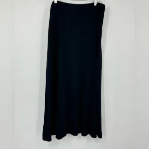 Eileen Fisher Black Long A Line Skirt Large Wool Viscose Blend Classic