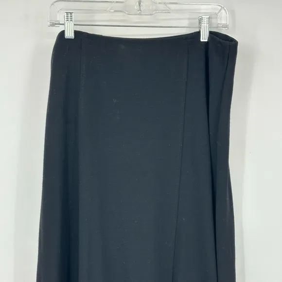 Eileen Fisher Black Long A Line Skirt Large Wool Viscose Blend Classic