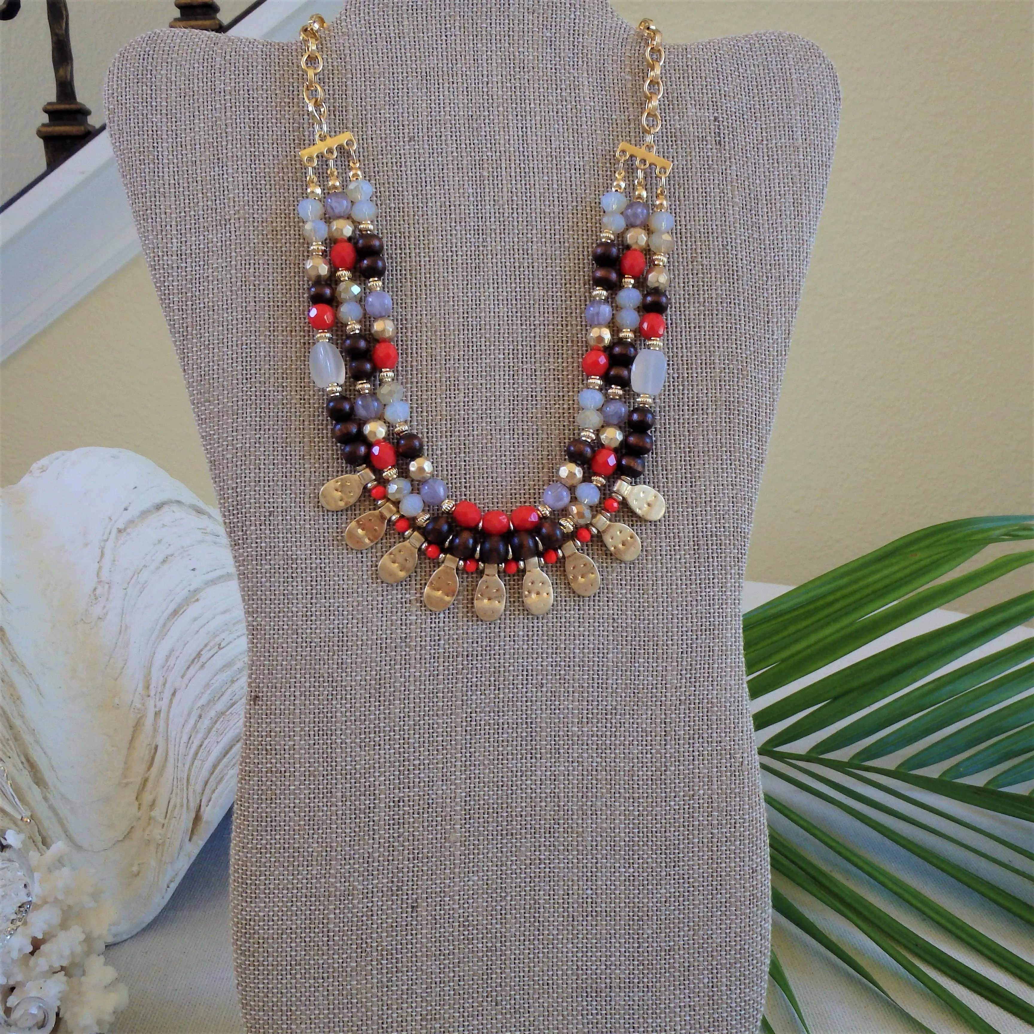 Elara Red Bead Necklace