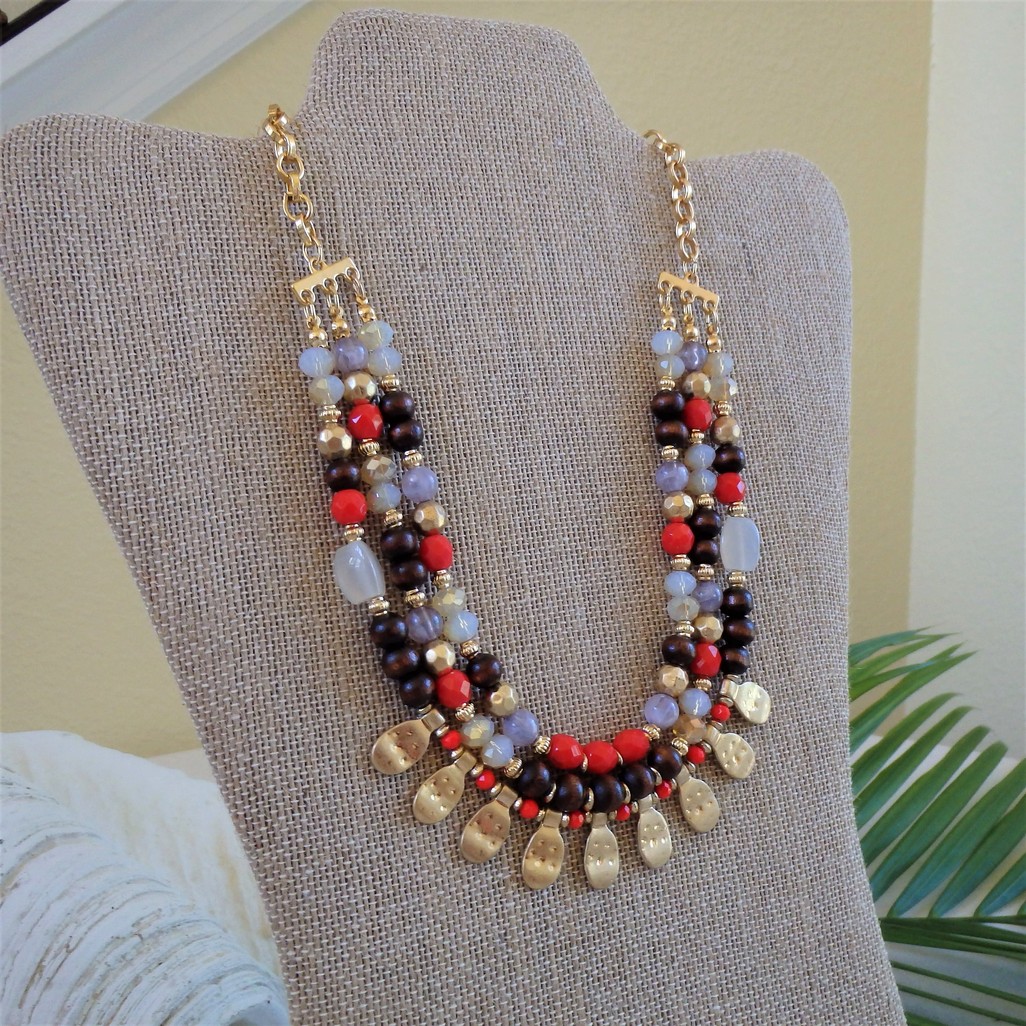 Elara Red Bead Necklace