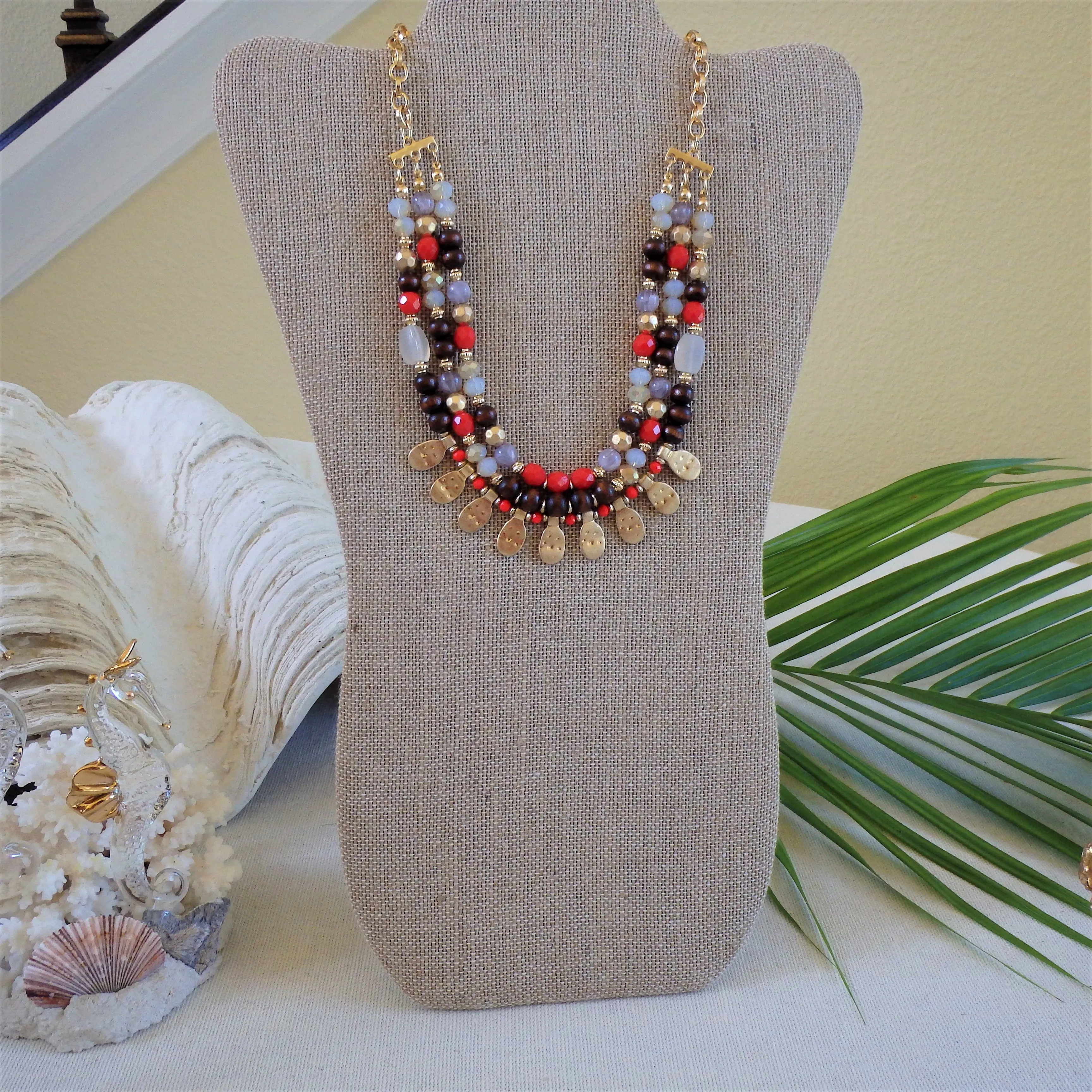 Elara Red Bead Necklace