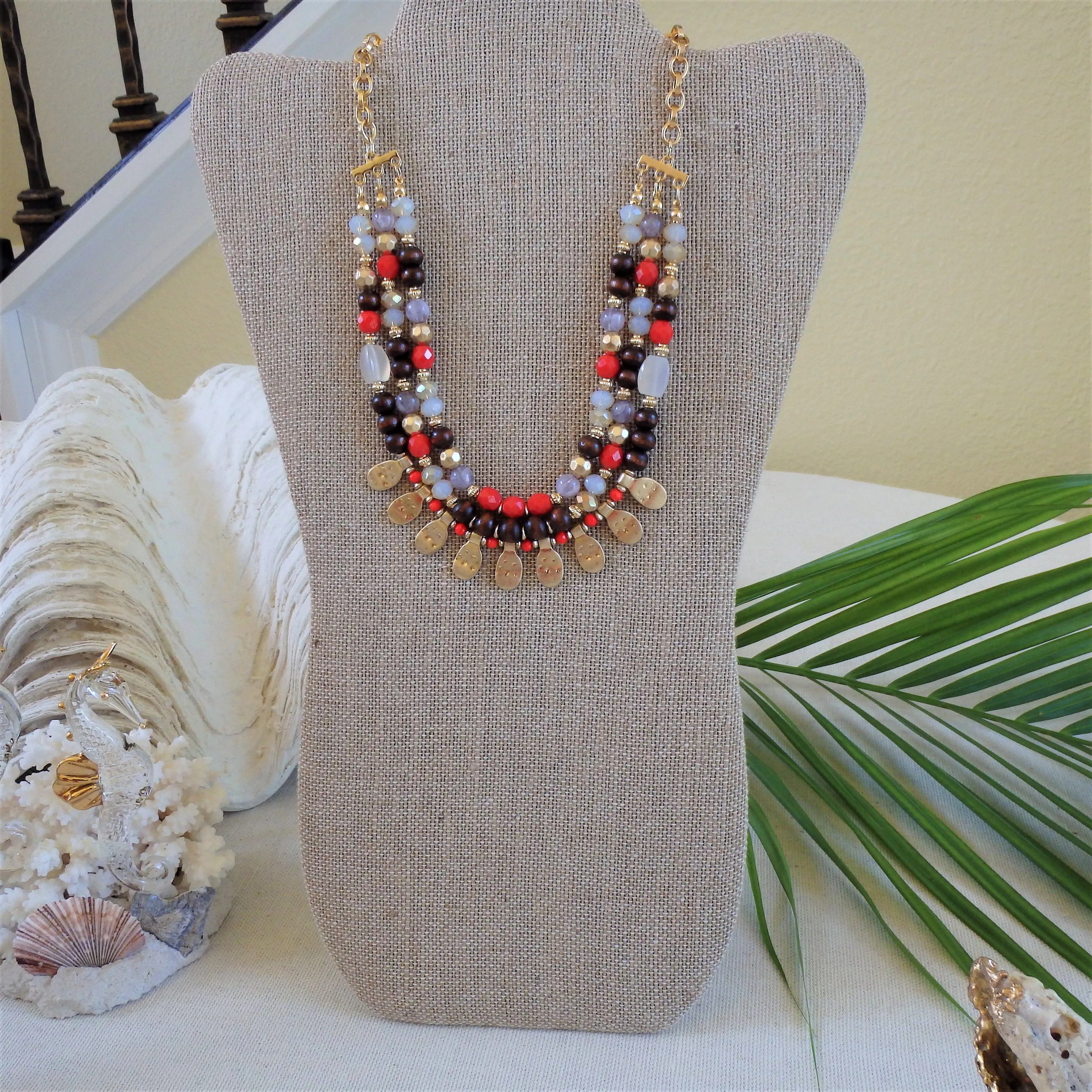 Elara Red Bead Necklace