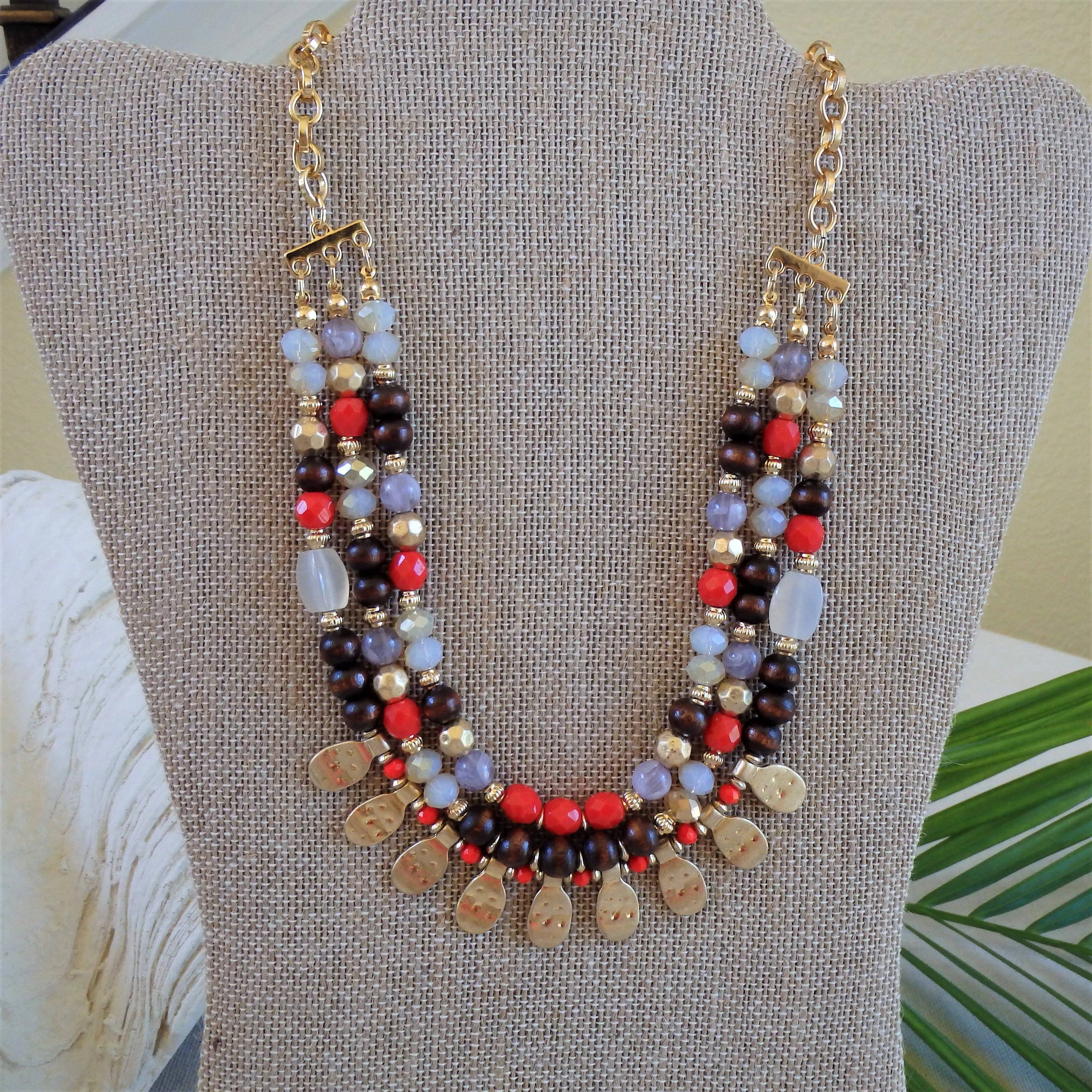 Elara Red Bead Necklace