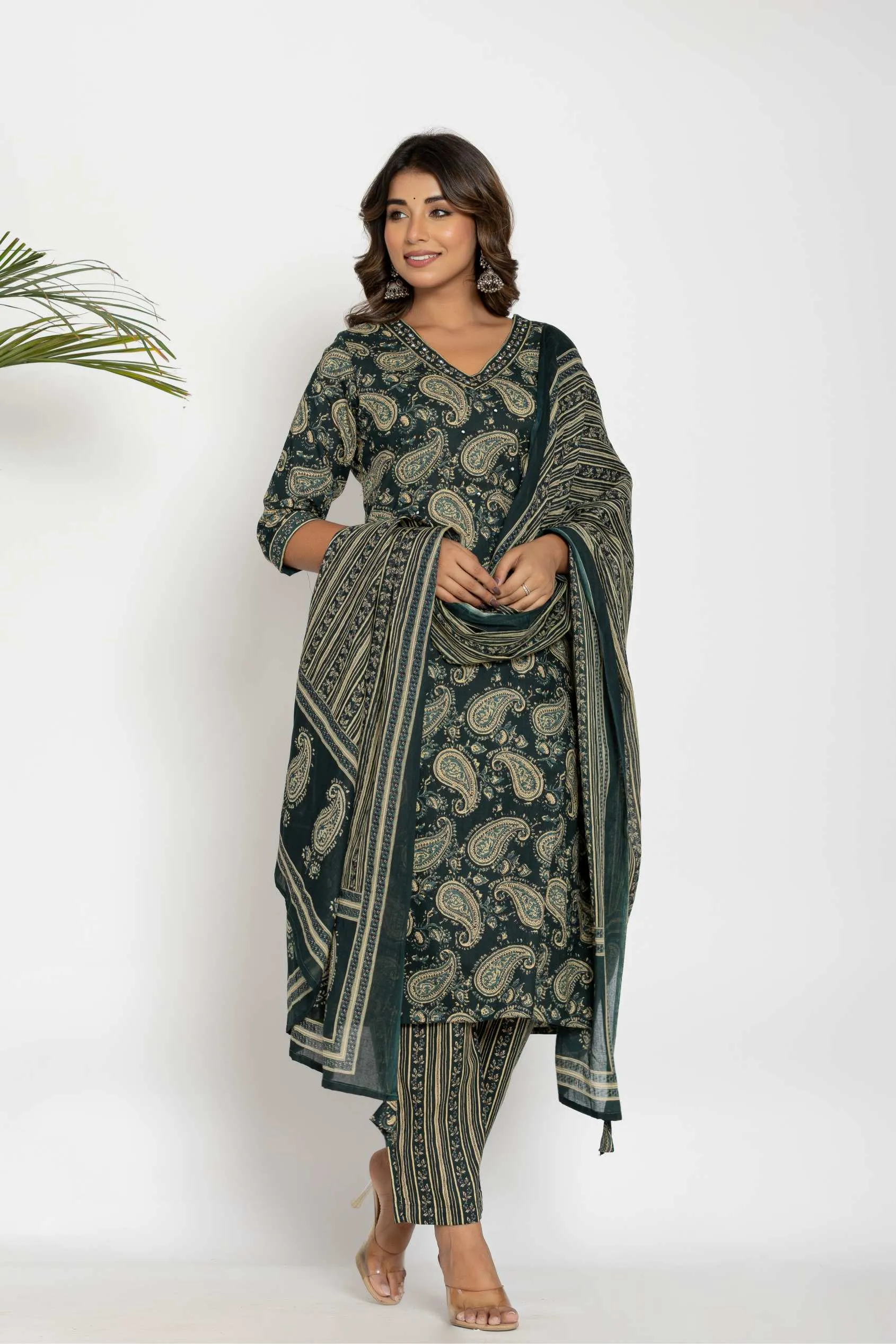 Elegant Cotton Printed Kurta Set with Dupatta
