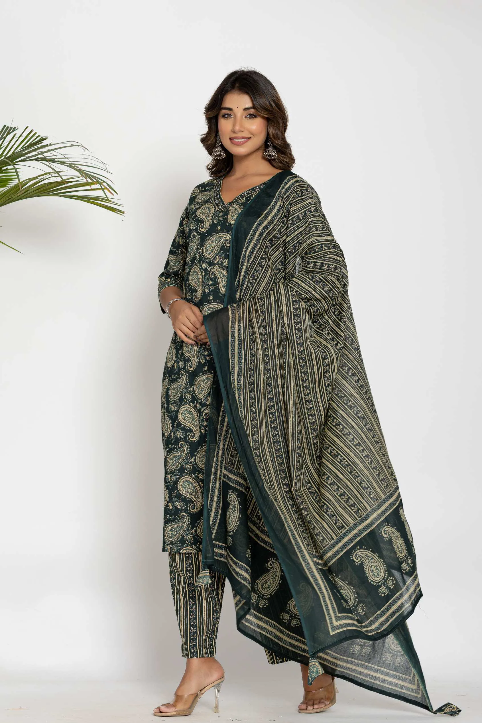 Elegant Cotton Printed Kurta Set with Dupatta