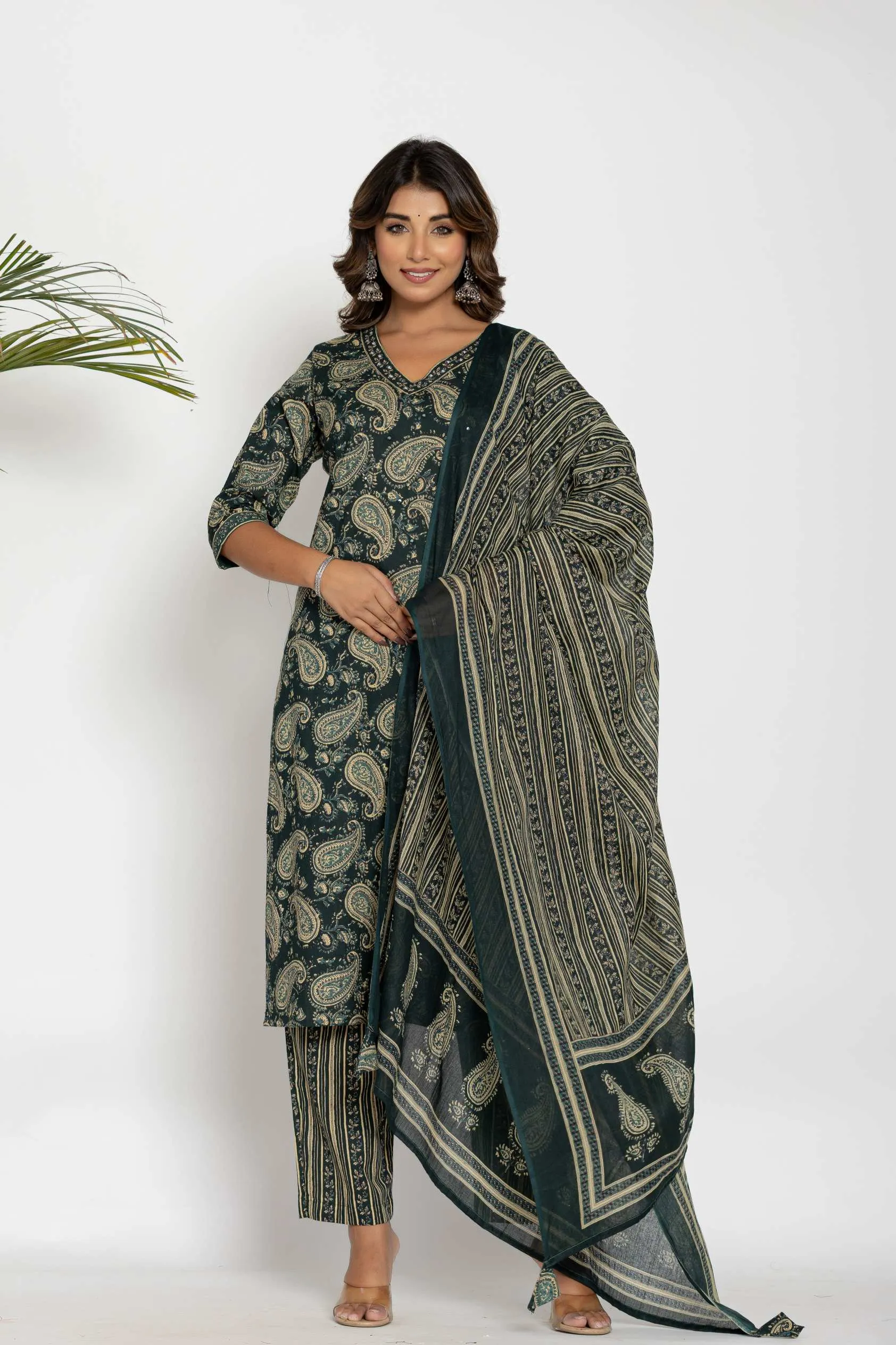 Elegant Cotton Printed Kurta Set with Dupatta