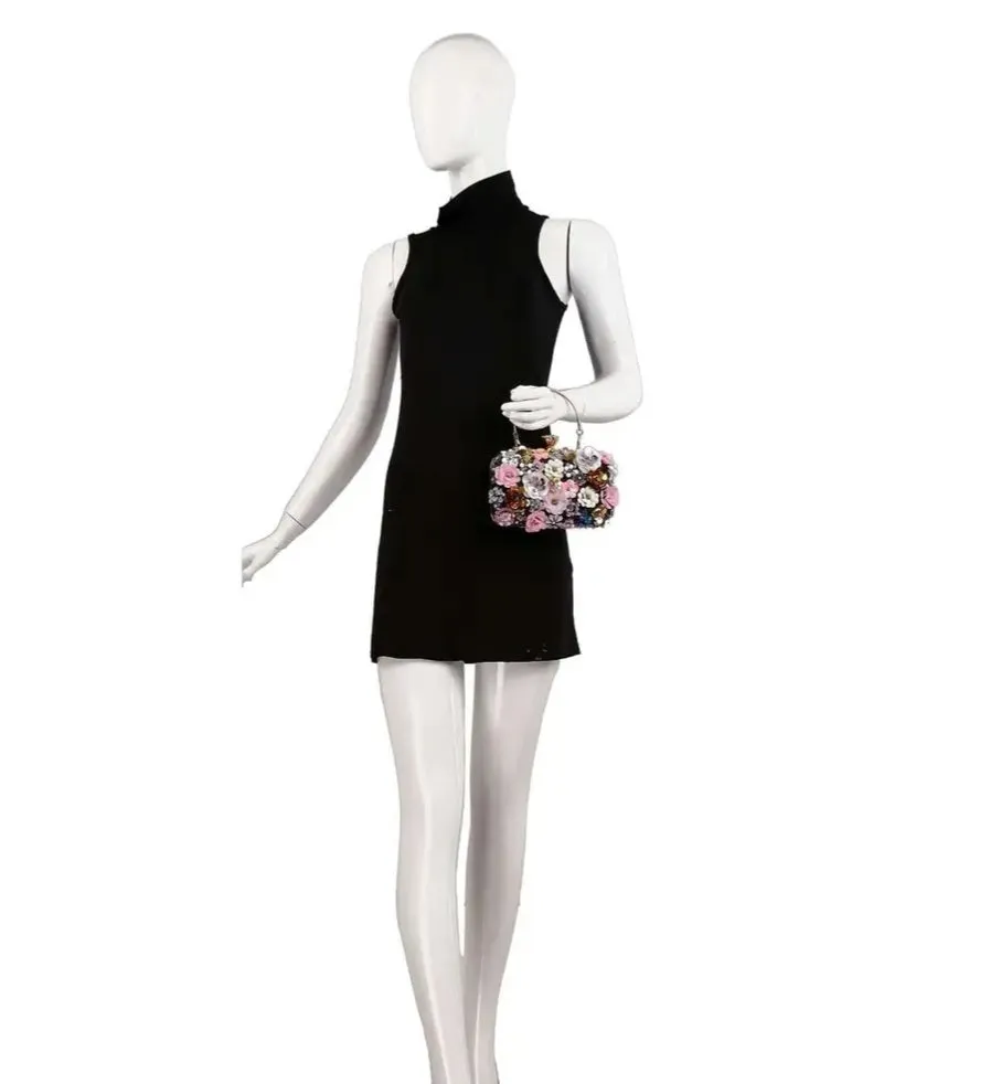 Elegant Floral Embellished Evening Bag