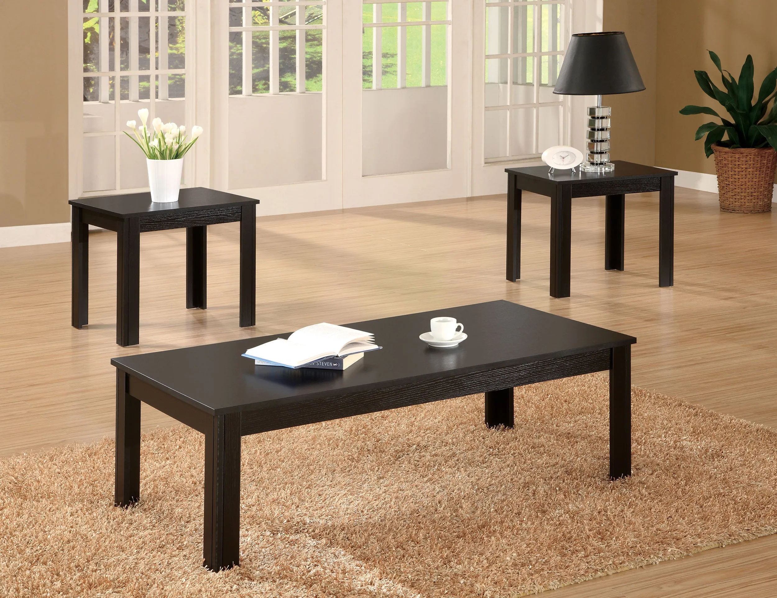 Elias 3-piece Engineered Wood Coffee Table Set Black
