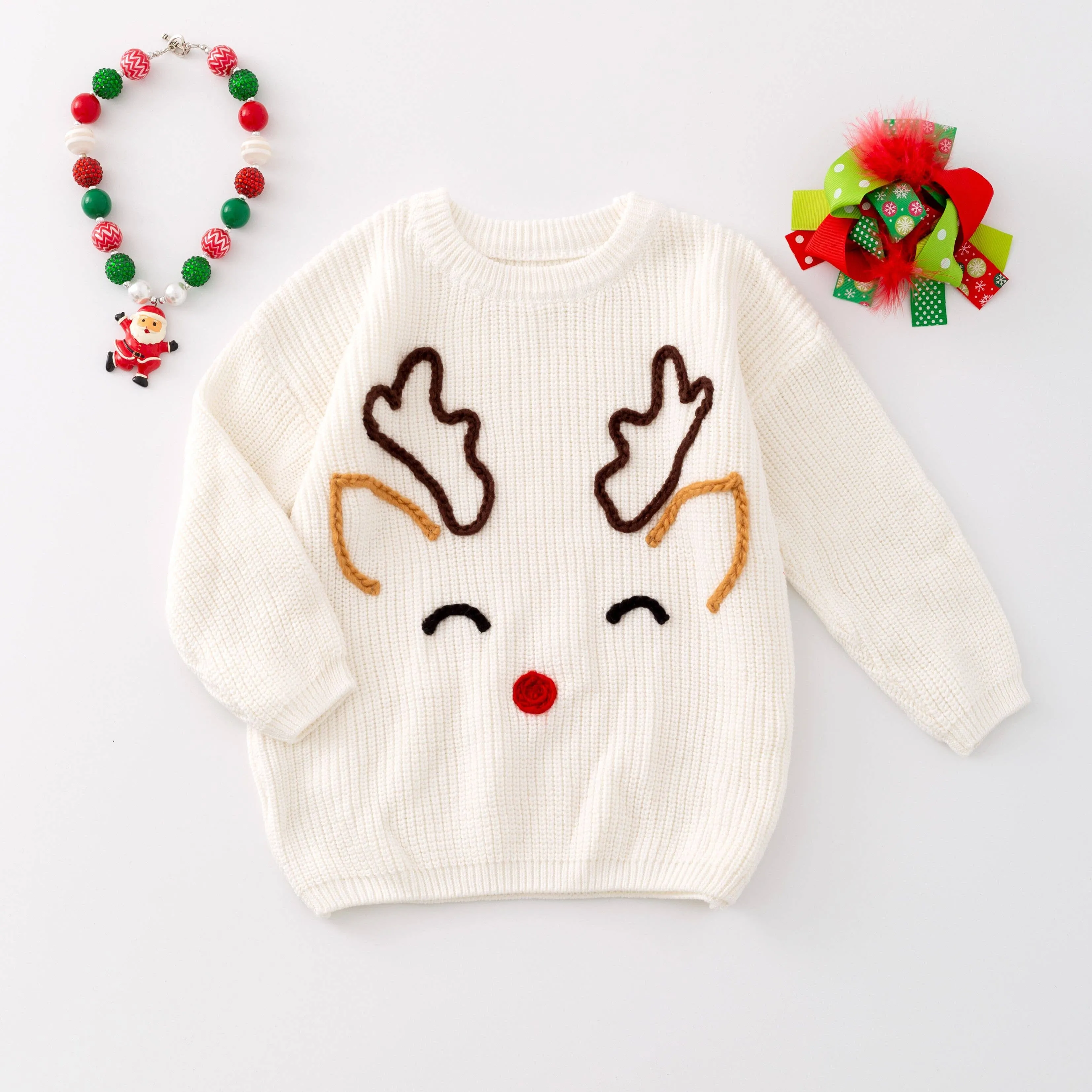 Elk Merry Embroidered Sweater Baby Kids Christmas Sweater : Elk