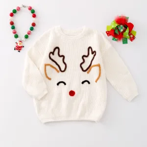 Elk Merry Embroidered Sweater Baby Kids Christmas Sweater : Elk