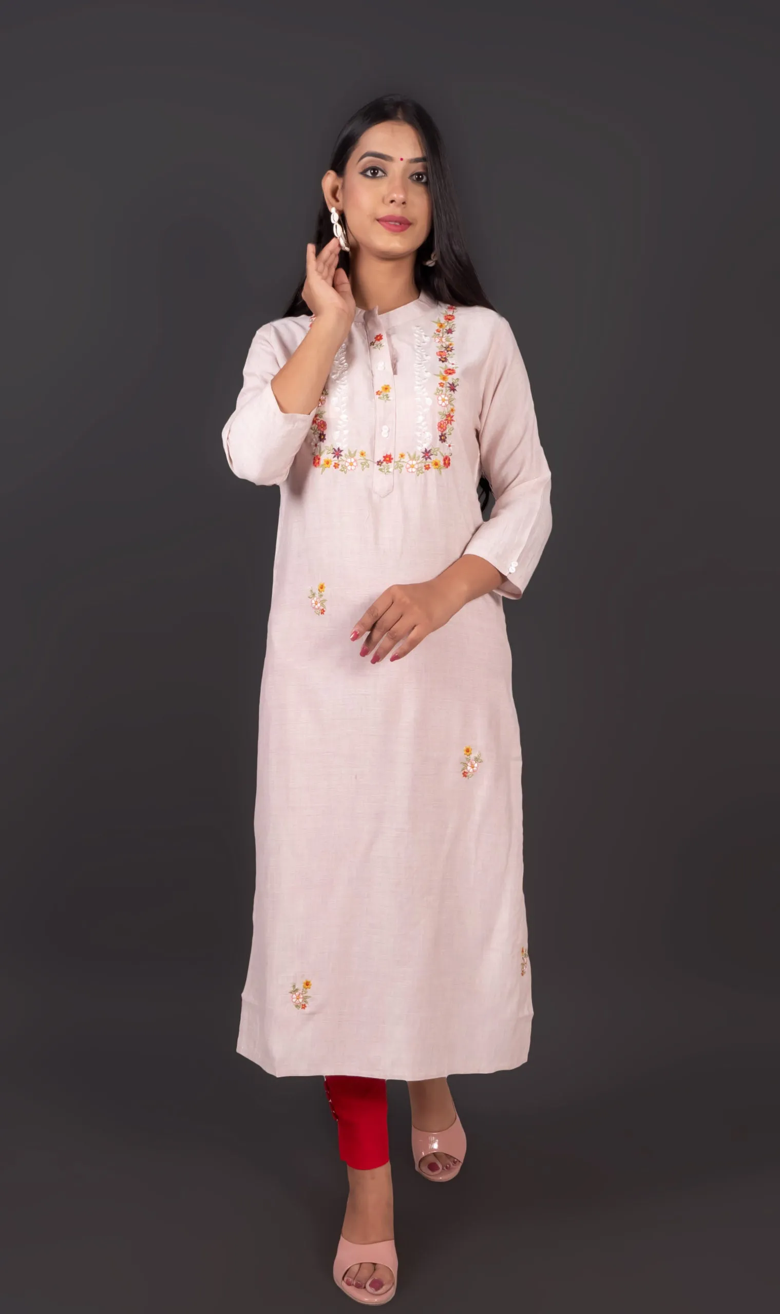 Embroidered Cotton Kurta Set