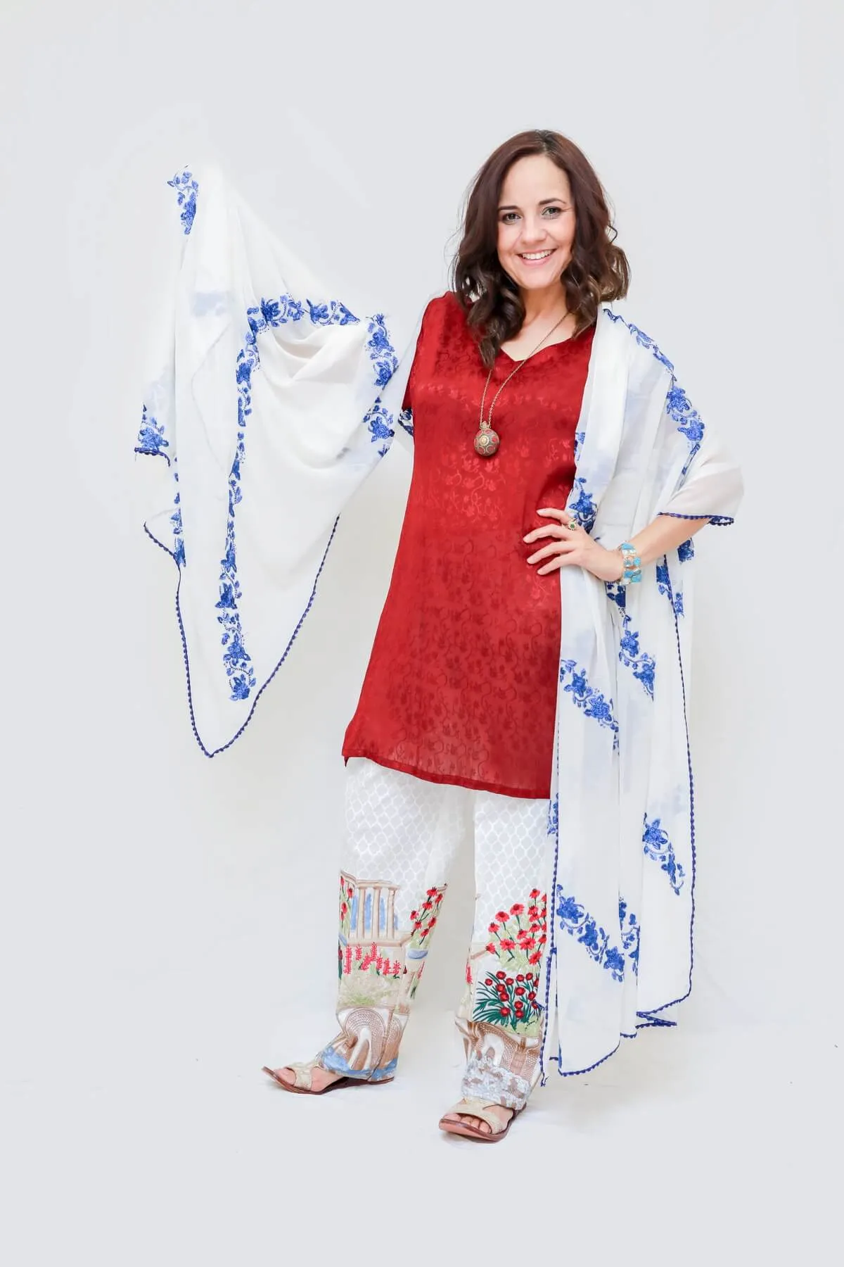 Embroidered Scarf-Shawl