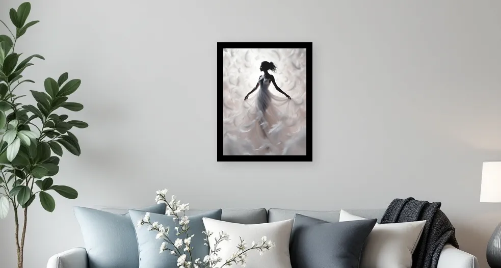 Ethereal Silhouette: Dance of Feathers Wall Art Poster