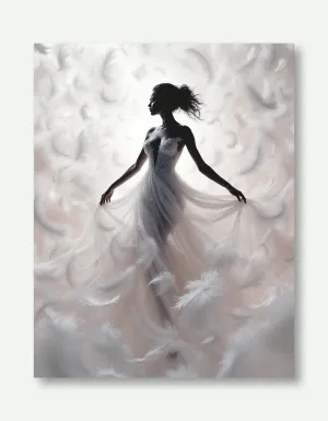 Ethereal Silhouette: Dance of Feathers Wall Art Poster