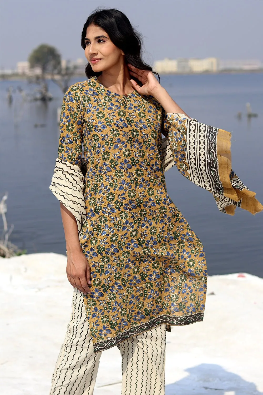 Ethnic Elegance Block Printed Salwar Suit Set
