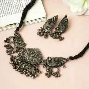 Ethnic Peacock Design Long Necklace Set